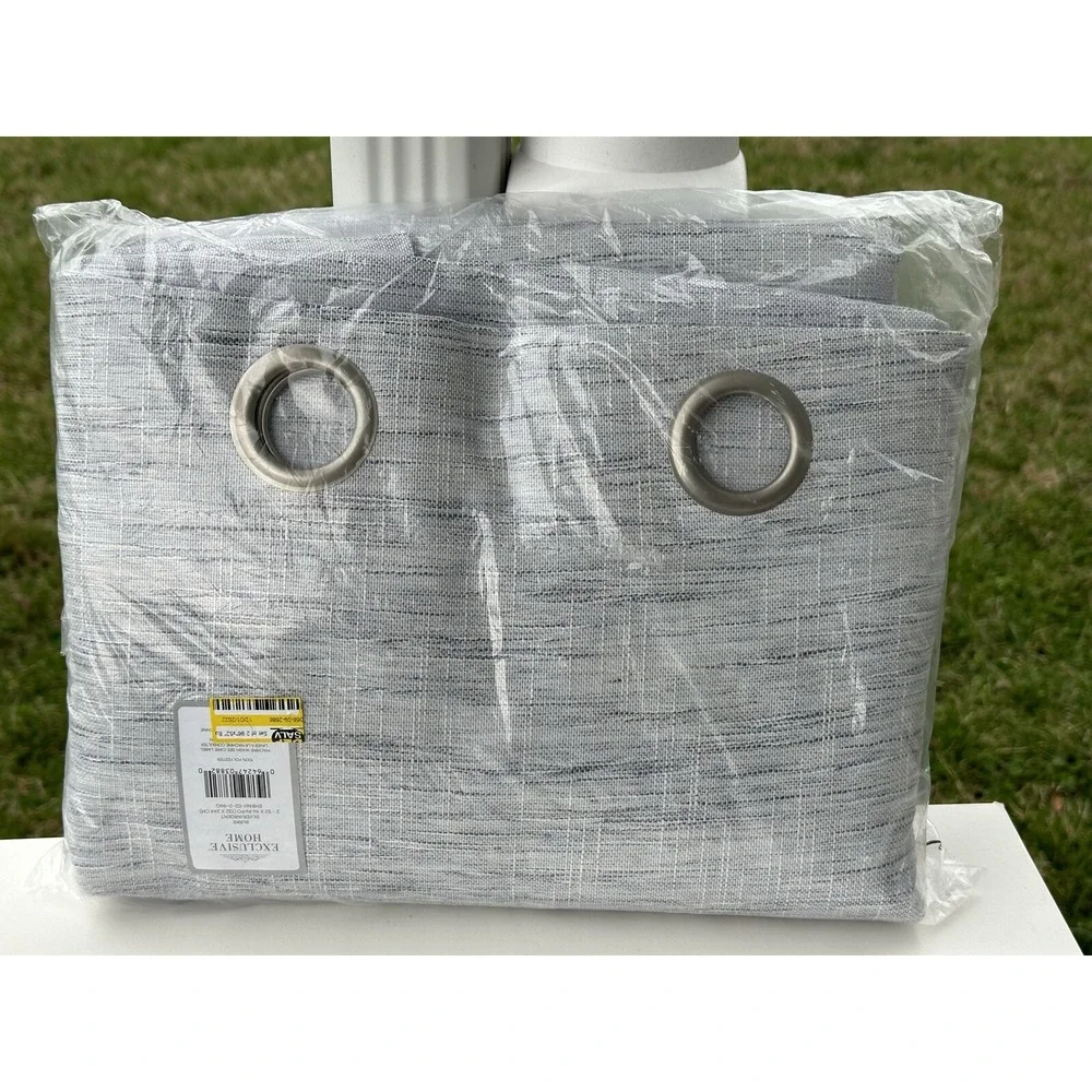 ⚡Exclusive Home Burke Blackout Grommet Top Curtain Panel Pair 52x96Silver/Argent